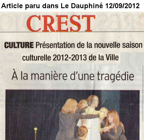 Paru dans Le Dauphiné decembre 2012 - Marilyn de N Terrail