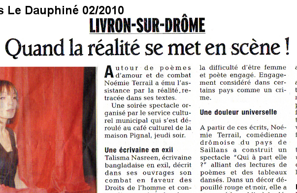 Paru dans Le Dauphiné 02/2010