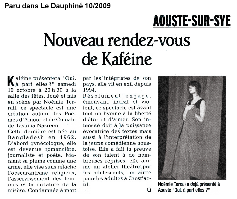 Paru dans Le Dauphiné - 10/2009