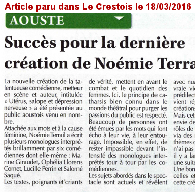 Paru dans Le Crestois 18-03-16